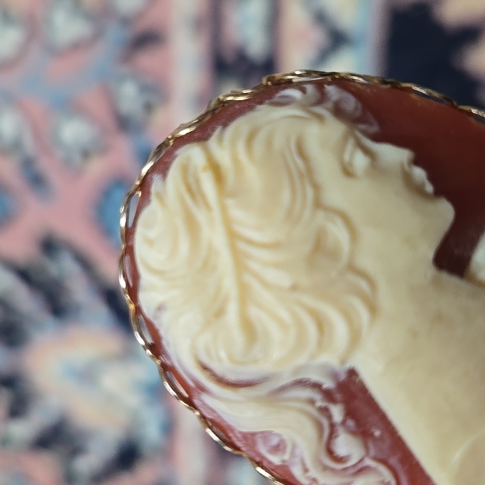 Vintage Cameo Brooch Resin Costume Jewlery Retro Pin - Picture 11 of 11